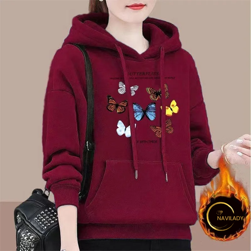 Kelebek Baskılı Kapüşonlu Sweat