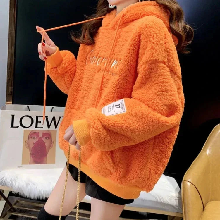 Kışlık İmitasyon Kuzu Yünü Hoodie | Kalın Polar Ceket ve Sweatshirt