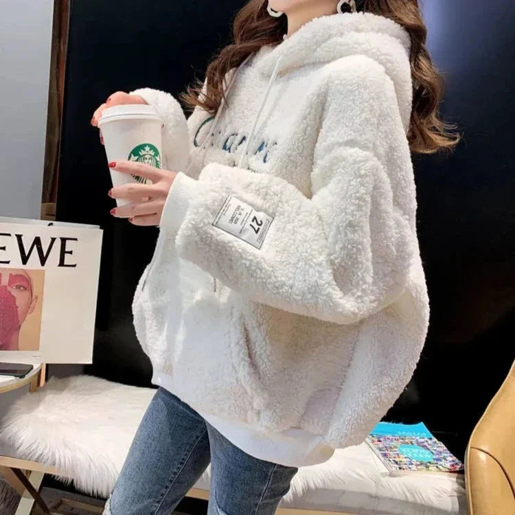 Kışlık İmitasyon Kuzu Yünü Hoodie | Kalın Polar Ceket ve Sweatshirt