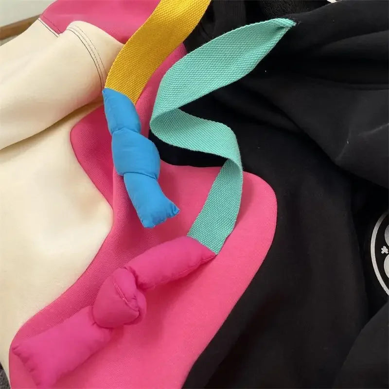 Renk Bloklu Kapüşonlu Sweatshirt - Çok Renkli Uzun Kollu Hoodie