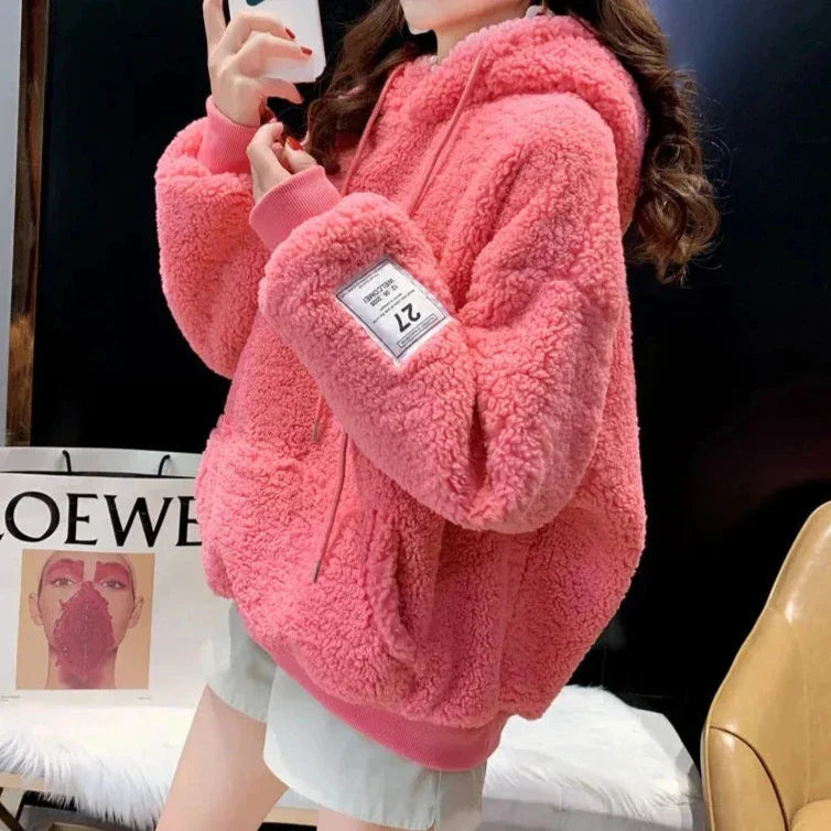 Kışlık İmitasyon Kuzu Yünü Hoodie | Kalın Polar Ceket ve Sweatshirt