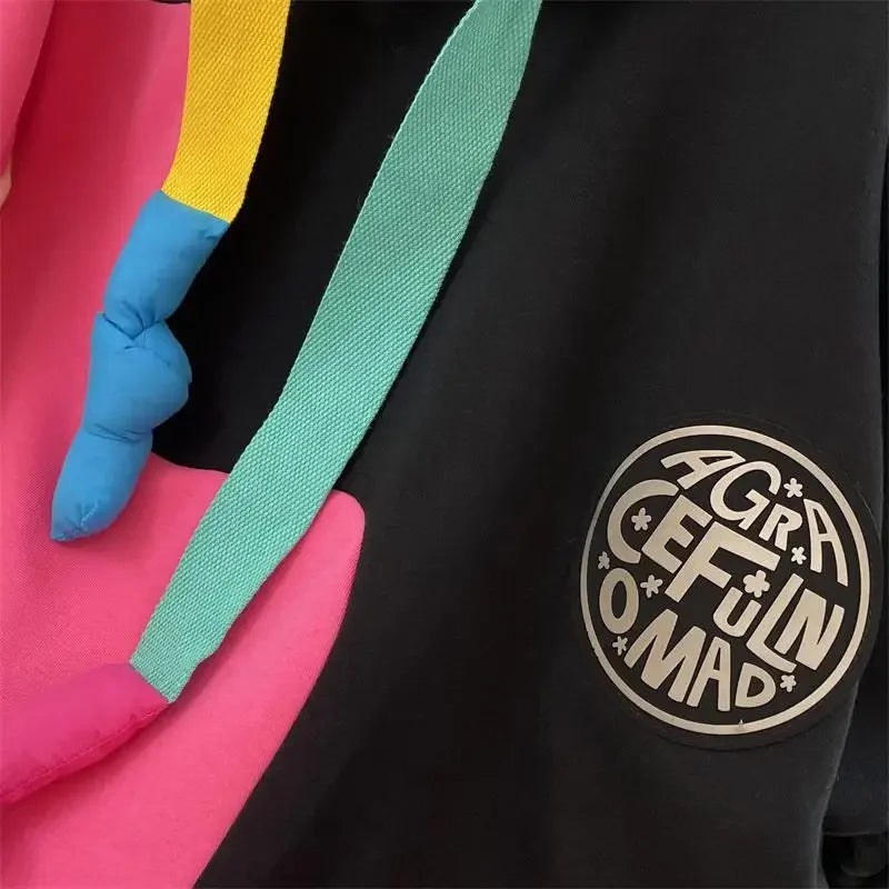 Renk Bloklu Kapüşonlu Sweatshirt - Çok Renkli Uzun Kollu Hoodie