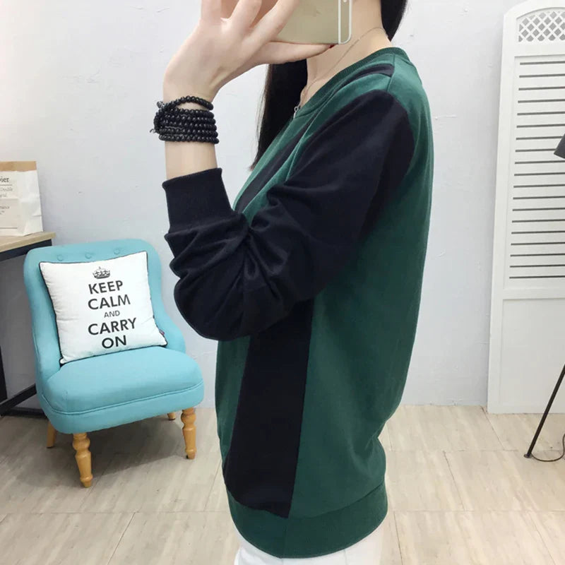 Renk Bloklu Uzun Kollu Kadın Sweatshirt