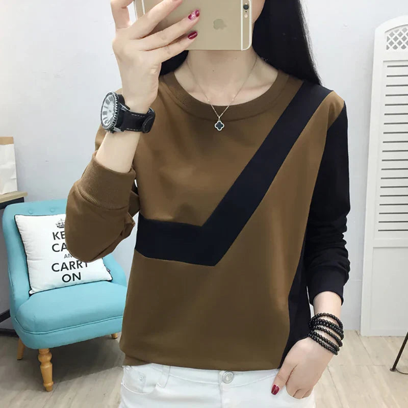 Renk Bloklu Uzun Kollu Kadın Sweatshirt