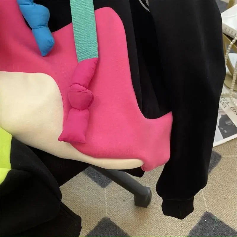 Renk Bloklu Kapüşonlu Sweatshirt - Çok Renkli Uzun Kollu Hoodie