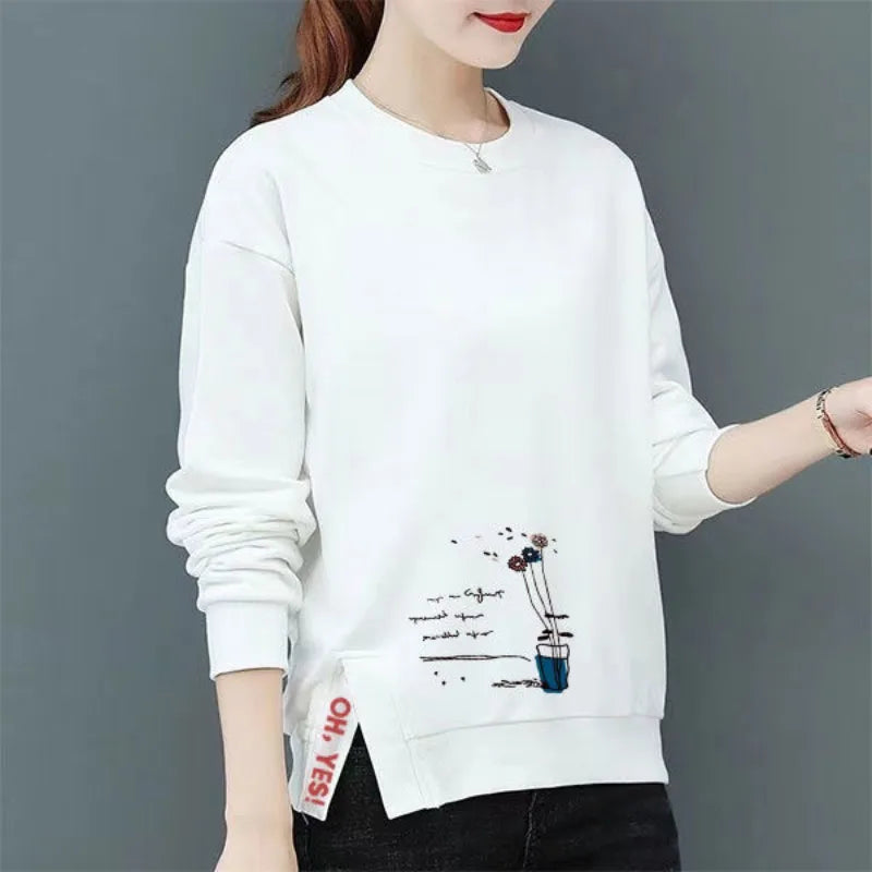 Kadın Geometrik Desenli Yuvarlak Yaka Sweatshirt