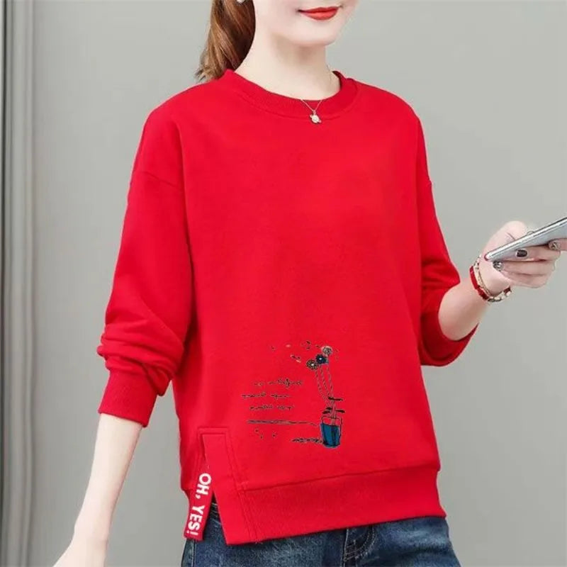 Kadın Geometrik Desenli Yuvarlak Yaka Sweatshirt