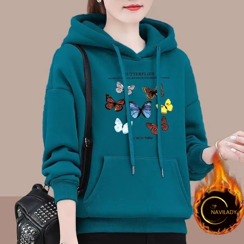 Kelebek Baskılı Kapüşonlu Sweat